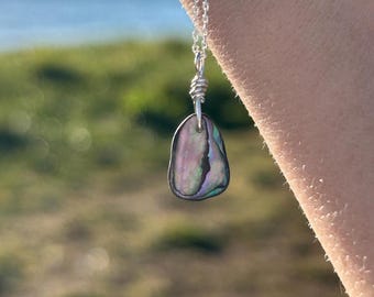 Dainty Abalone Shell Necklace, 925 Sterling Silver Mermaid Jewelry