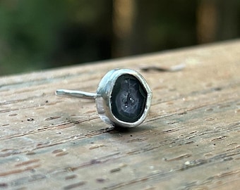 Sterling Silver Tabasco Geode Ring - Boho Handmade Jewelry, US Size 5.5