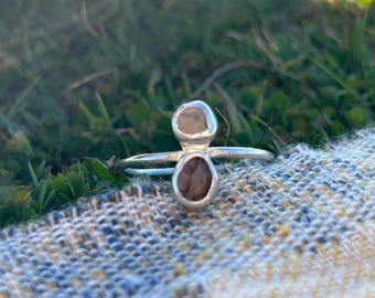 Dainty Agate Ring, 925 Sterling Silver Raw Agate Jewelry, US Size 8 1/4