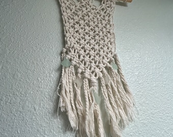 Sea Glass Macrame Wall Hanging: Beach Boho Decor
