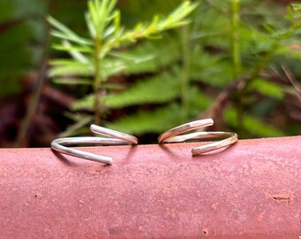 Adjustable Sterling Silver Toe Ring: Hammered or Smooth
