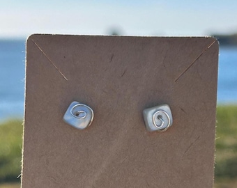 Spiral Shell Stud Earrings, 925 Sterling Silver Beach Jewelry