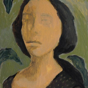 Woman portrait painting, vintage painting, original painting, acrylic on canvas board painting, aliaaessamart