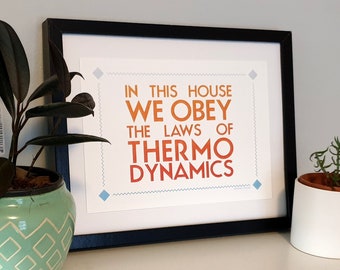 Homer Simpson Quote Print, The Simpsons Typography, Cross Stitch Style Print, Science House Warming Gift, Physics Nerd Print, Thermodynamics