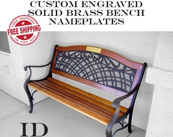 Brass nameplate bench plaque dedication. Brass Stall Barn Name Plate custom personalized engraved equine horse pet memorial