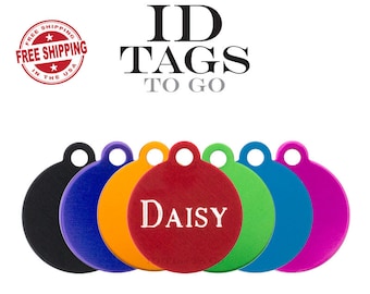 Small Engraved Circle Two Sided Pet Dog ID Tag Personalized Round