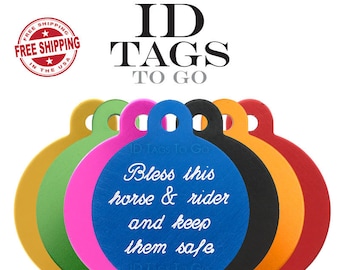 Bless this horse & rider and keep them safe Good Luck Charm. Horse Riding ID tag. Hardware Options. Match your tack.