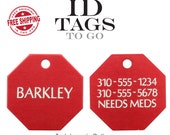 Classic ID Tag for Dogs Large Engraved Stop Sign Two Sided Pet Dog ID Tag Personalized
