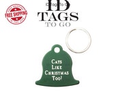 Small Engraved Holiday Christmas Bell Two Sided Pet Dog ID Tag Personalized. We engrave on both sides.