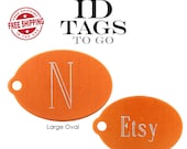 Personalized Engraved Small or Large Oval Two-Sided Pet Dog ID Tag. Texas Orange.