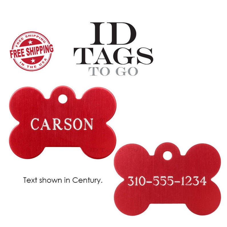 Pet ID Tags, dog tags for dogs and cat tags. Large Bone ID Tag custom engraved. Oh Shit I'm Lost. image 6