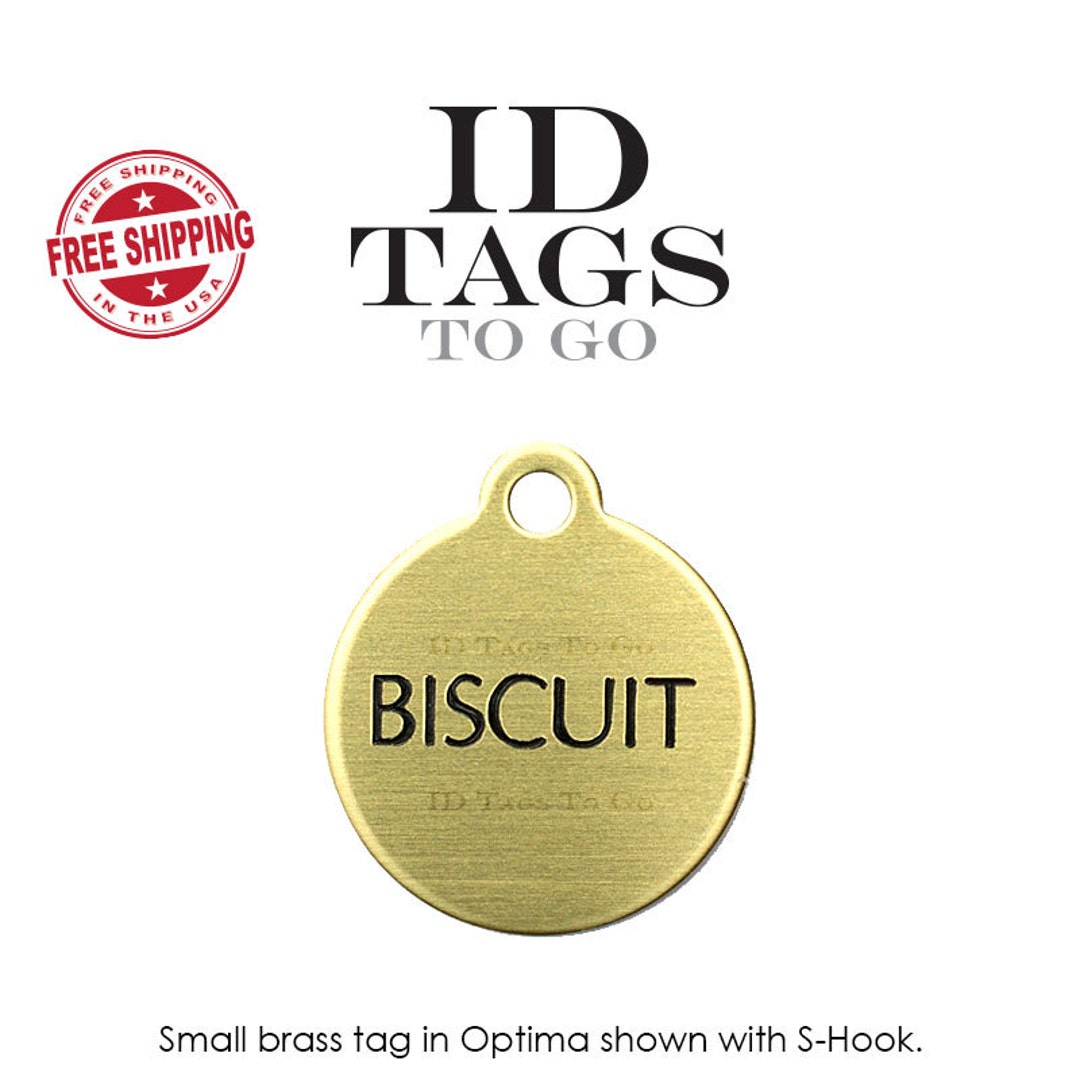 Small Dog and Cat ID Tag in Solid Brass Round Shape Custom Etsy
