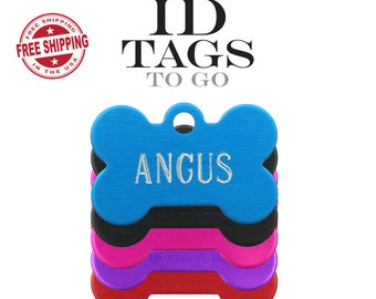 Small bone shape teacup pet id tag for cat or dog custom engraved and personalized Small Bone Tag