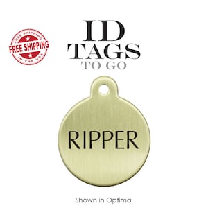 ID Tags for Horses, Dogs, Halters. Large Pet ID Tag Solid Brass Engraved Circle Pet Tag. ID Tags to Go