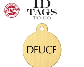 Large Pet ID Tag Brass engraved personalized dog and horse equine round circle pet name tag