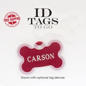 Pet ID Tags, dog tags for dogs and cat tags. Large Bone ID Tag custom engraved. Oh Shit I'm Lost. image 10