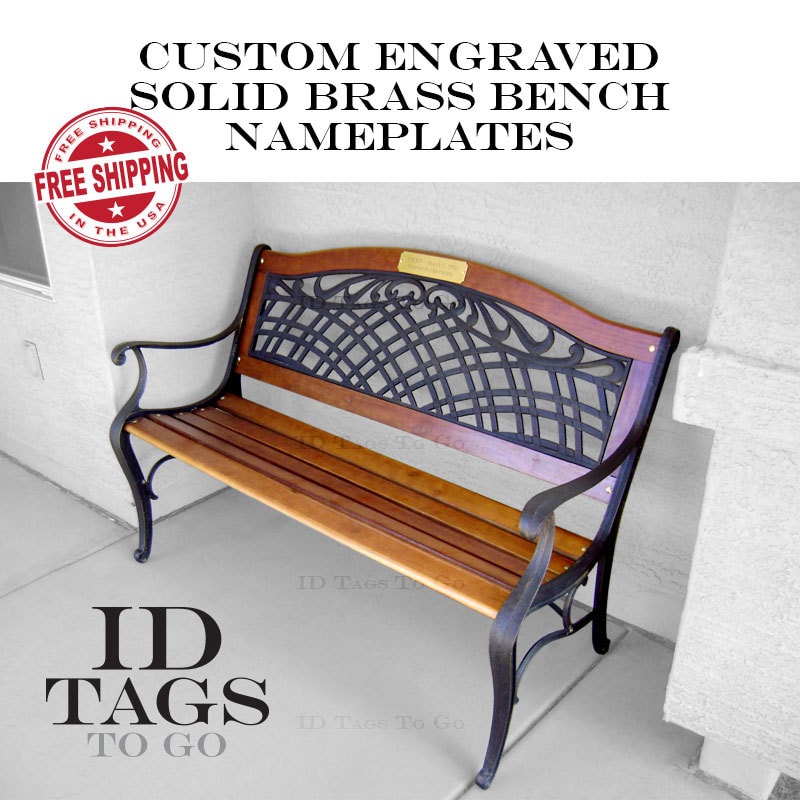 park bench memorial plaque brass custom engraved