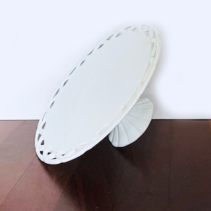 Vintage Pitman Dreitzer Colony Lace White Milk Glass Pedestal Cake Stand