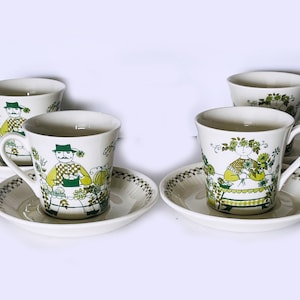 MCM Scandinavian Modern Cups and Saucers Turi Design Market for Figgjo Flint Norway - Sets Sold Individually