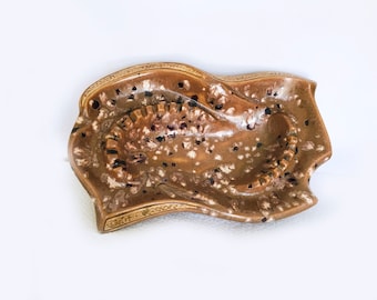 MidCentury Ashtray Wavy / Oversized with Speckles Collectible Tobacciana