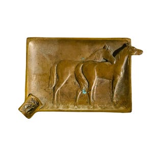 Vintage Horse Equestrian Equine Ashtray Copper Bronze