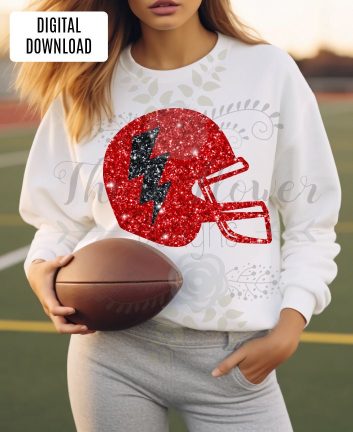 Faux Glitter, Glitter Look, Football Helmet, Lightning, Game Day