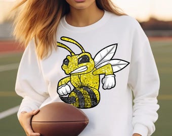 Yellowjacket Mascot PNG: Faux Sequins, Game Day Spirit Wear (Digital Download)