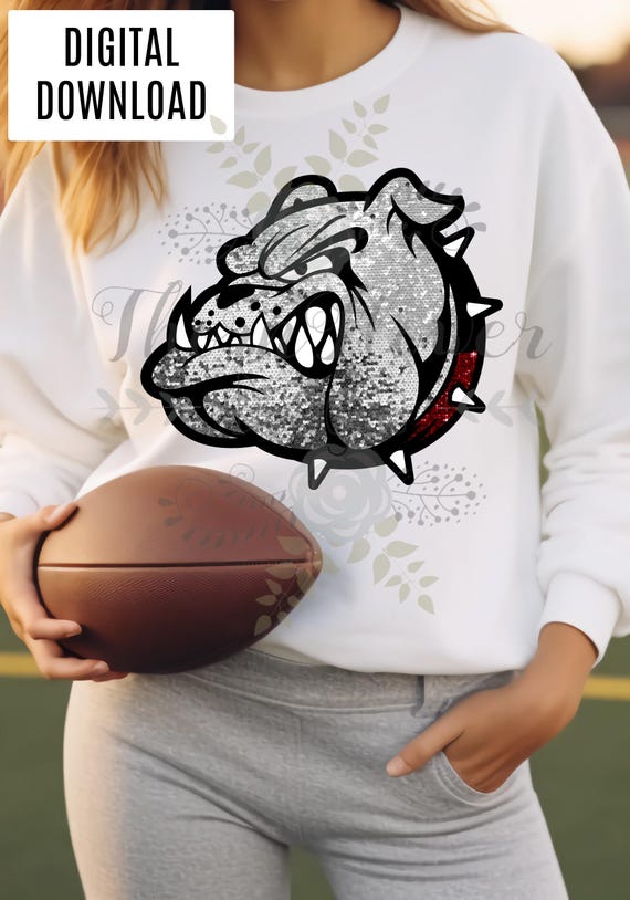 Maroon Bulldog Faux Sequin PNG: Game Day Mascot (Digital Download)