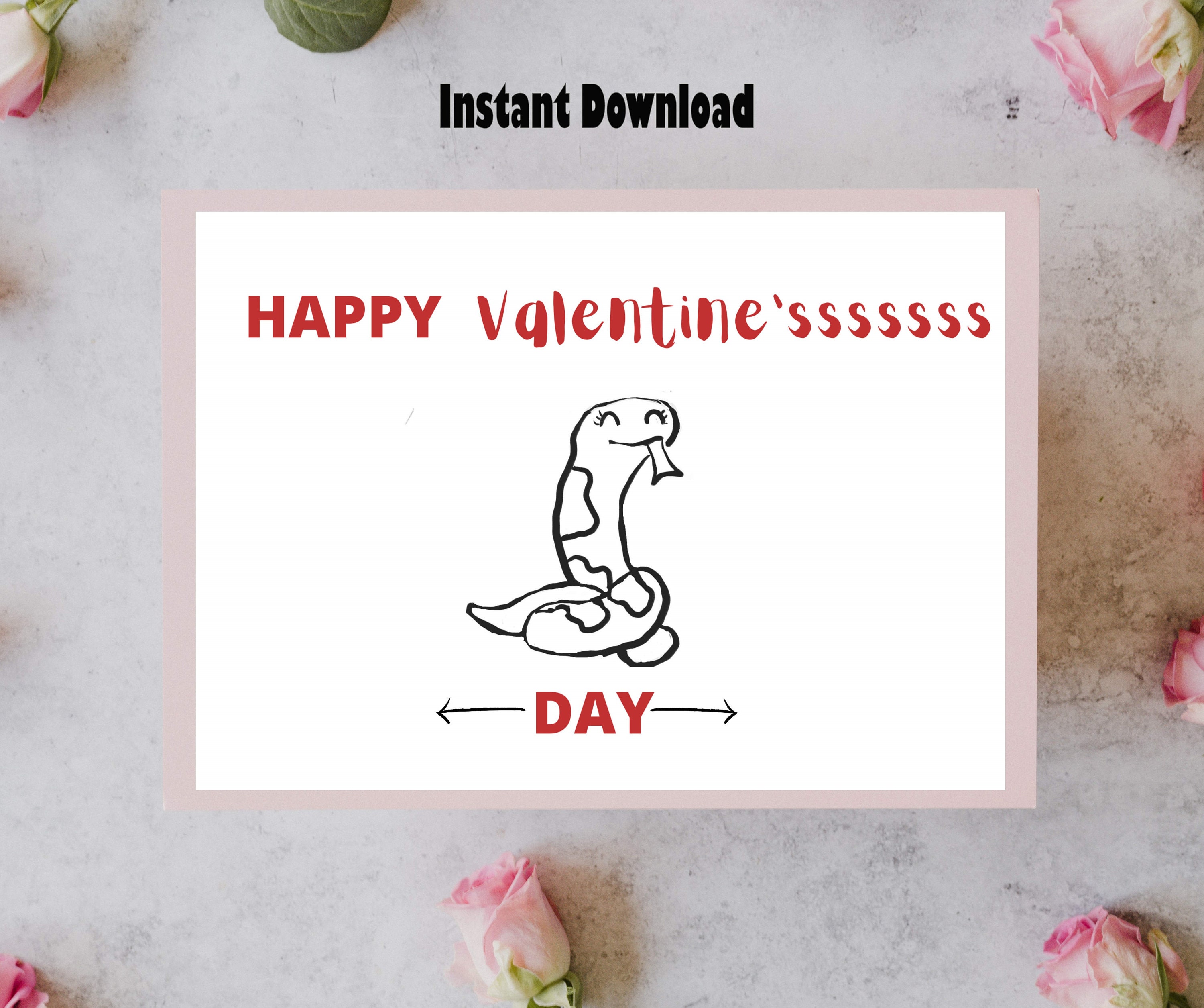Snake Valentine Funny Card Funny Valentine's Card - Etsy