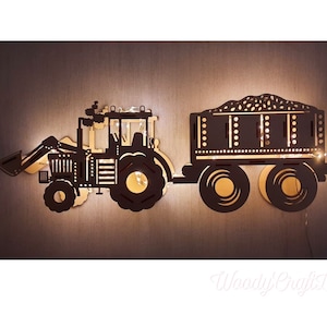 Little FARMER nightlight. Wood Night light. Lamps for boys room. Wooden nursery lighting. Kids room decoration. farmer themed nightlight.