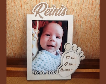 Spersonalizowana ramka na zdjęcia, personalizacja zdjęcia noworodka, spersonalizowany prezent dla noworodka, baby shower, upominki