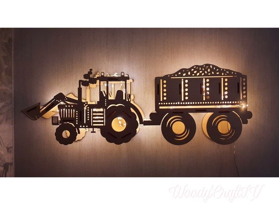 Farmer Tractor Wood Night Light, Personalized Nursery Decor