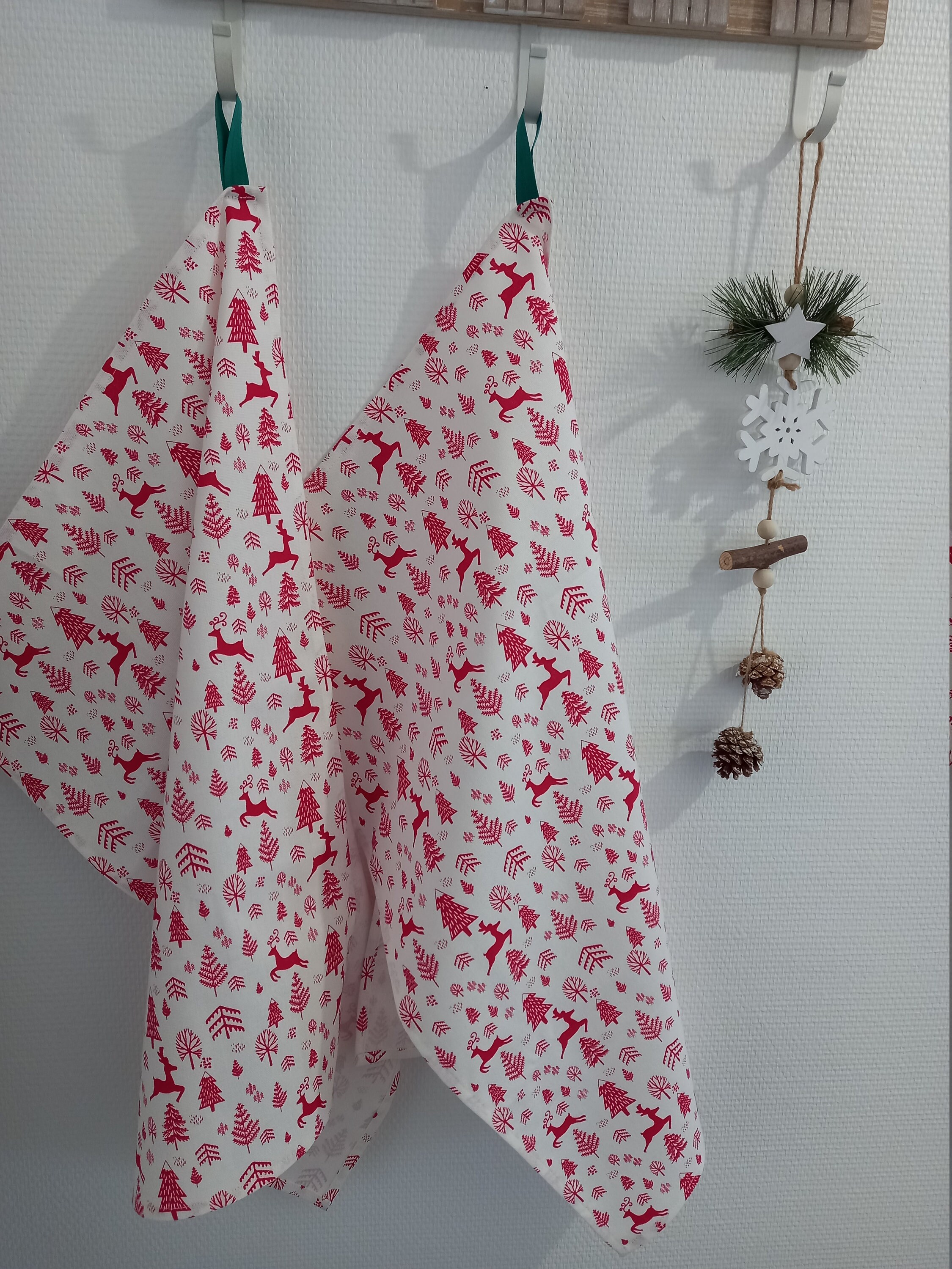 Lot de 2 Torchons Cerfs Rouges