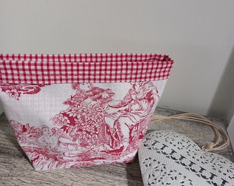 Panière en Toile De Jouy Rouge