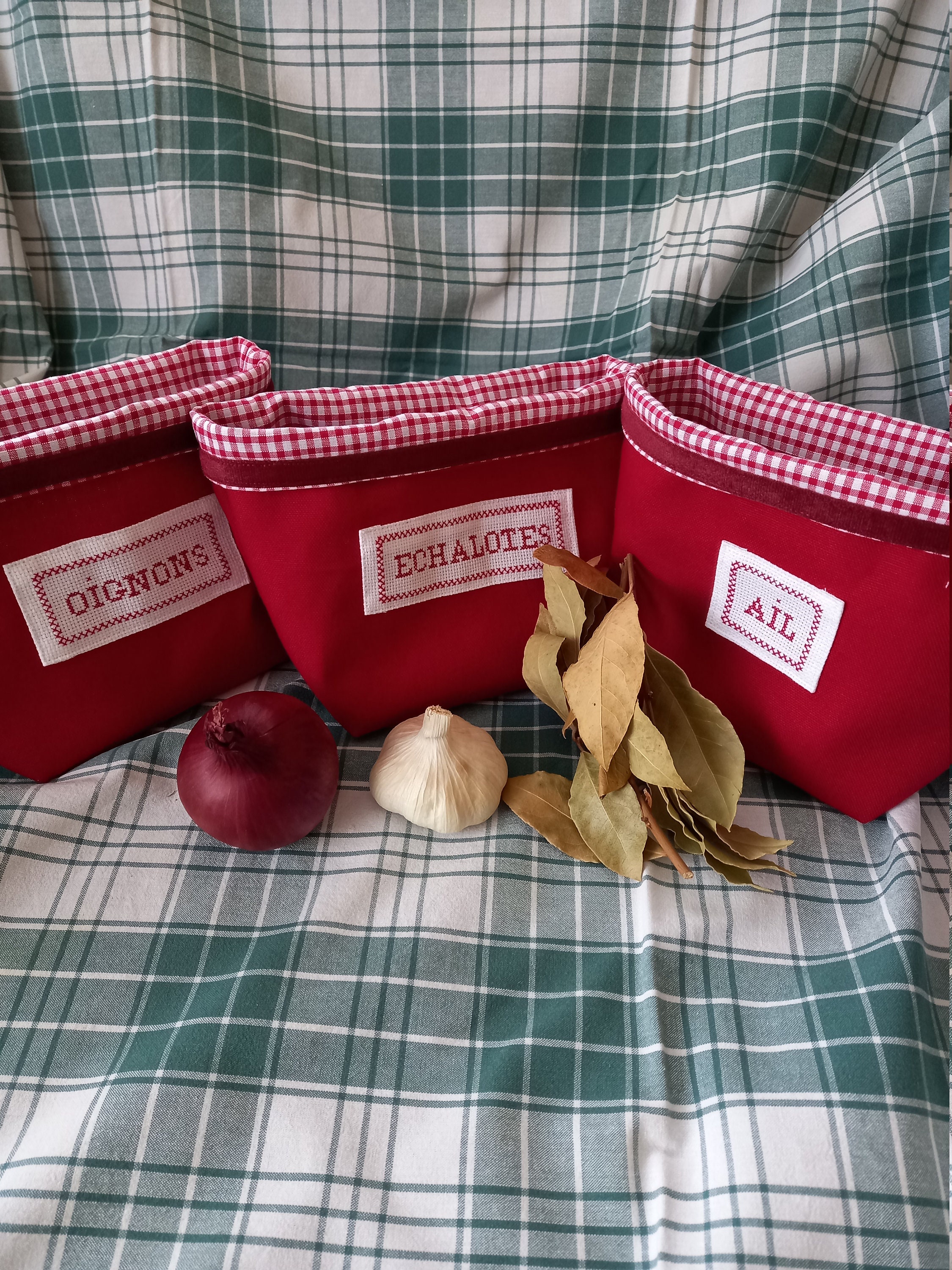 Trio Panières Vichy Rouge