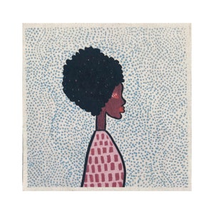 African Art Print / Print on Natural Linen 20x20 cm / Original hand painted artwork printed on Natural Linen / Portrait / Art / Wall Deco