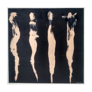 Print on Velvet - Original artwork printed on quality Velvet 20x20 cm - African Art - Silhouettes / Gift / Birthday Gift / Wall decor / art