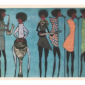 African Art Print 20x30cm / Print of Original hand painted artwork / African art / Figurative art / Music / Gift / Wall Deco / Birthday Gift