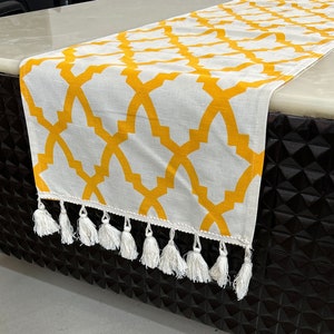 Bohemian table runner for dining table, custom cotton linen table runner, handmade lace runner for table, modern table runner