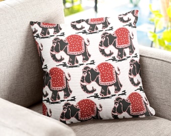 Decorative Elephant Pillow Covers, Jacquard Cushion Covers, Designer Luxurious Pillow Case, Unique Throw Pillows, Ethnic Euro Shams Covers