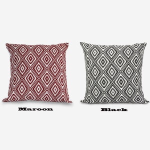 Black pillow cases, gorgeous maroon pillow cover,  boho euro sham pillow cover, decorative throw pillows for couch, cushion cover for sofa