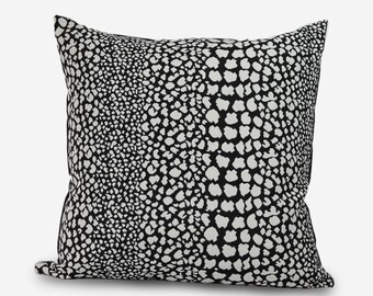 Black and White Animal Print Pillow Cover: Cotton Jacquard Cushion