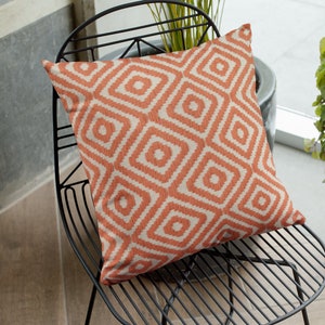 Orange Cushion, Coral Woven Handmade Pillow Cover, Living Room Decor Burnt Orange Throw Pillow, Boho Pillow Case, Bohemian Chic Pillow Sham