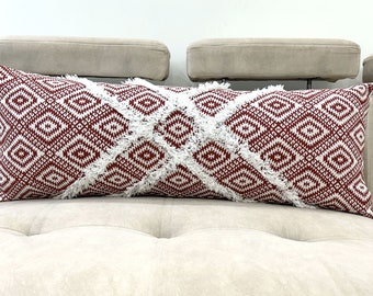 Tufted Lumbar Pillow Cover: Geometric Cotton Throw Cushion