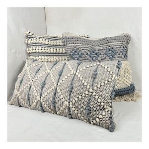 Funda de almohada bohemia tejida a mano: cojín étnico decorativo para el hogar