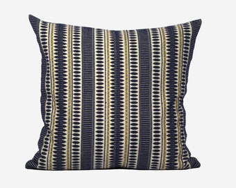 Blue Stripe Pillow Cover: Jacquard Cotton Euro Sham