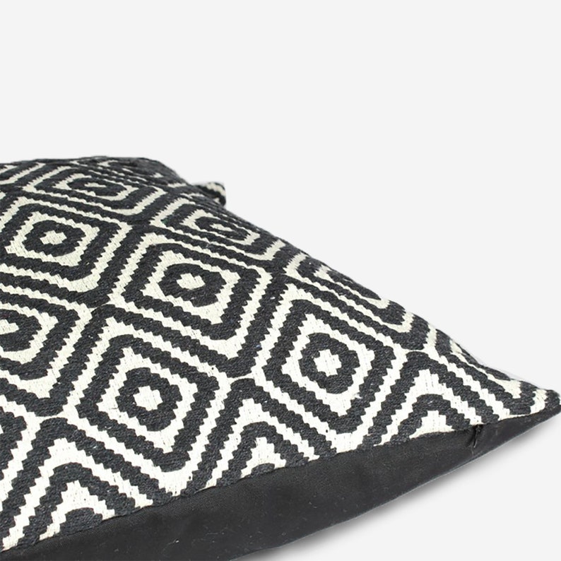 Black and White Geometric Pillow 26x26 Pillow Cover Euro Etsy