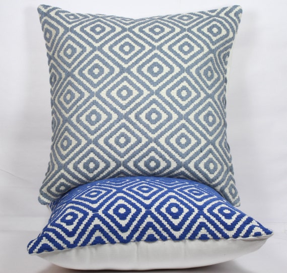 Royal Blue Geometric Throw Pillows Texture 26 X 26 Pillow Etsy