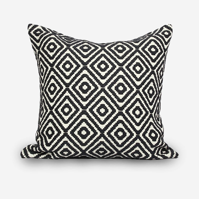 Black and White Geometric Pillow 26x26 Pillow Cover Euro Etsy
