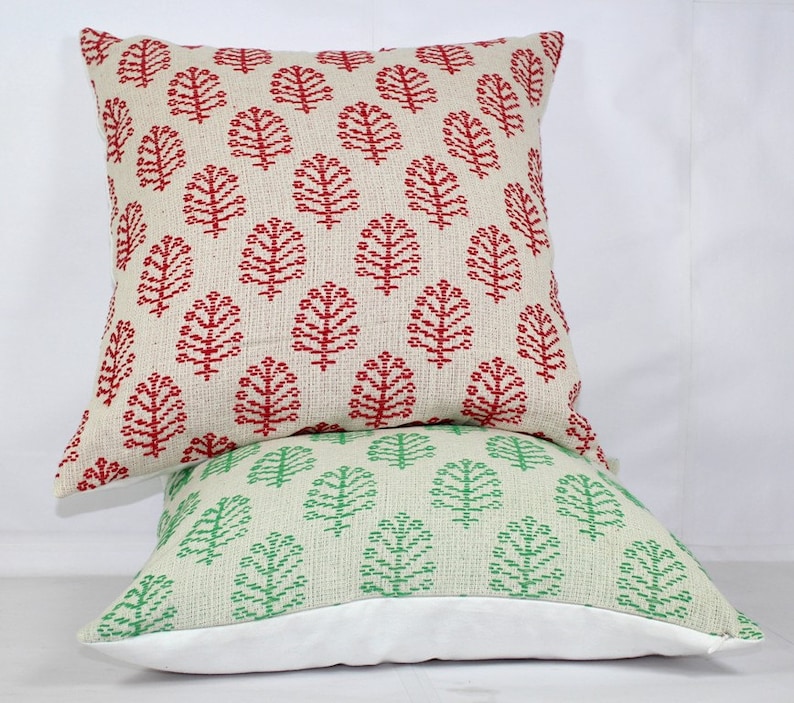 Luxury cushion cover, throw pillows covers 18 x 18, red and green pillows, euro pillow covers, 24x24 pillow cover, christmas pillowcase image 1